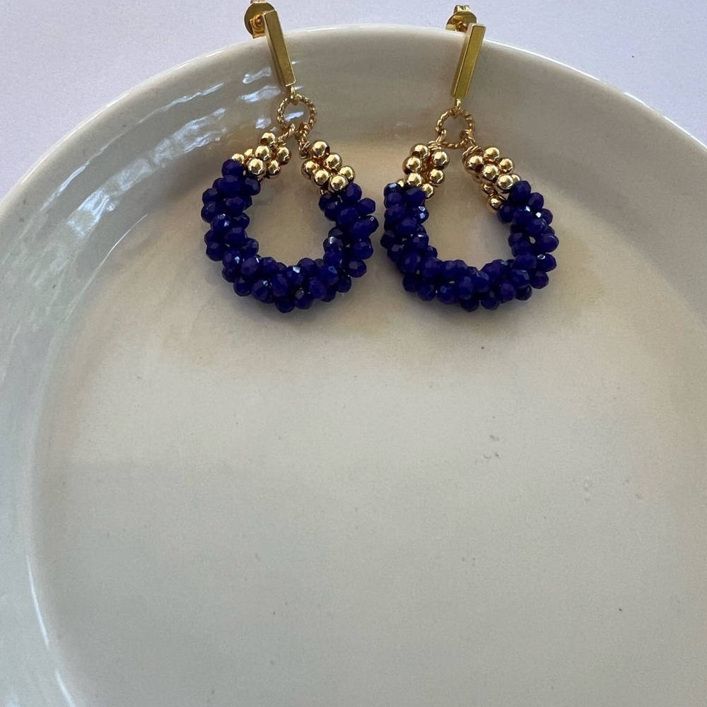 Handmade Sapphire Blue Crystal Earrings - Picture 5 of 10